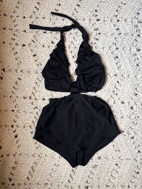 Hackwith Design House Plunge Cutout Bathing Suit